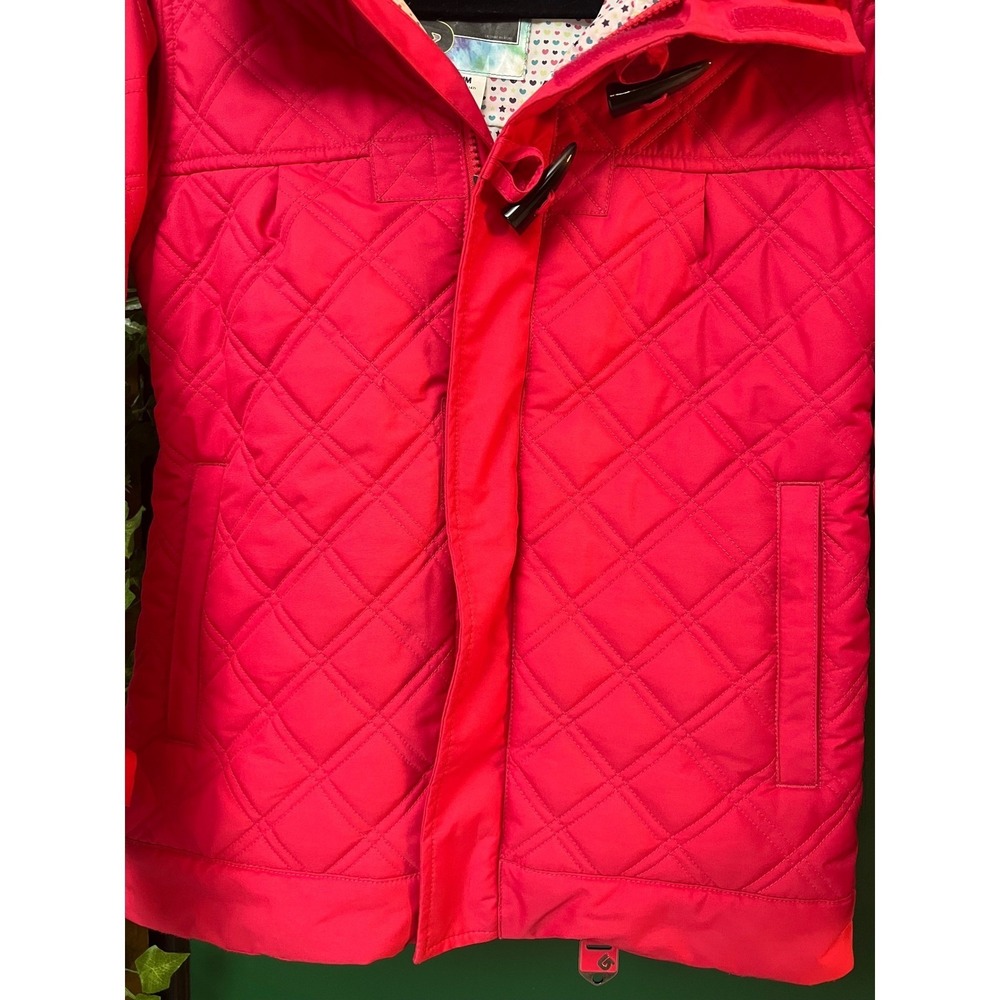 Burton Girls Hot Pink Quilted Snowboard Jacket Hooded Ski Coat Size Medium 10/12 - Picture 4 of 8